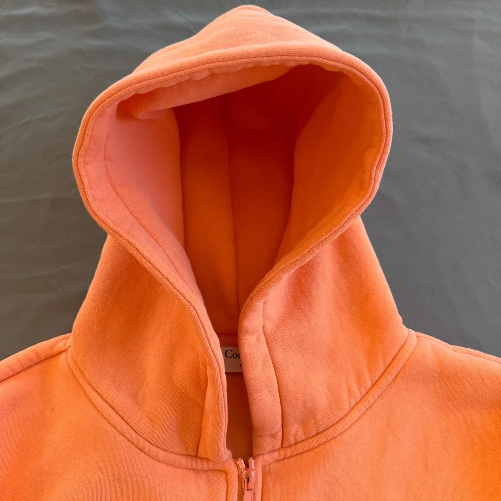 Comfrt Zip‎ Up Hoodie Unisex Medium Orange Streetwear Utility Fleece Jacket